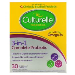 Culturelle, Pro-Well, пробиотик 3-в-1, плюс Омега-3, 30 капсул, по одной в день