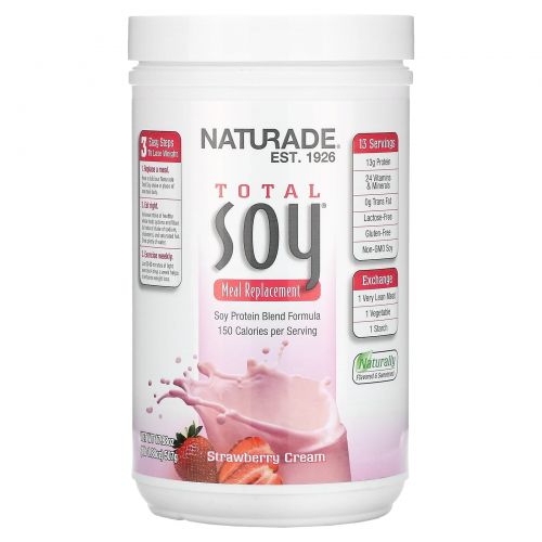 Naturade, Абсолютная соя (Total Soy) 100% натуральный заменитель пищи, клубника со сливками, 17,88 унции (507 г)