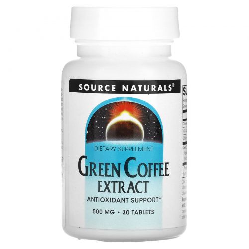 Source Naturals, Экстракт зелёного кофе, 500 мг, 30 таблеток