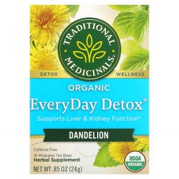 Traditional Medicinals, Organic EveryDay Detox Tea, Dandelion, 16 Wrapped Tea Bags, .05 oz (1.5 g)