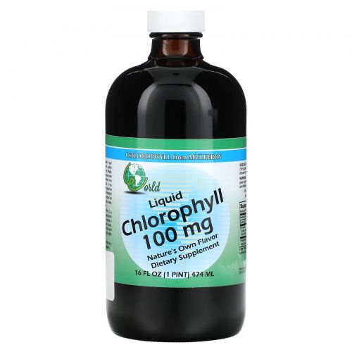 World Organic, жидкий хлорофилл, 100 мг, 474 мл (16 жидк. унций)