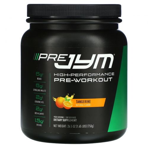 JYM Supplement Science, Pre JYM, High-Performance Pre-Workout, Tangerine, 1.65 lbs (750 g)