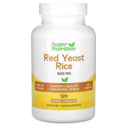 Super Nutrition, красный ферментированный рис, 600 мг, 120 растительных капсул