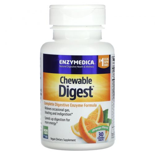 Enzymedica, Digest, Complete Digestion Formula, Orange Flavor, 30 Chewable Tablets