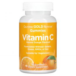 California Gold Nutrition, Жевательные конфеты с витамином C, 90 штук