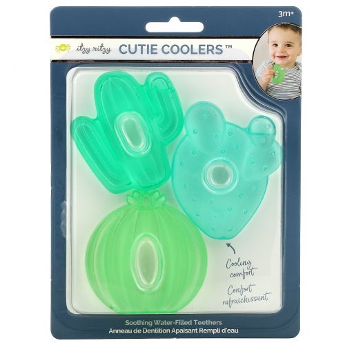 Itzy Ritzy, Cutie Coolers, Soothing Water-Filled Teethers, 3+ Months, Cacti, 3 Teethers