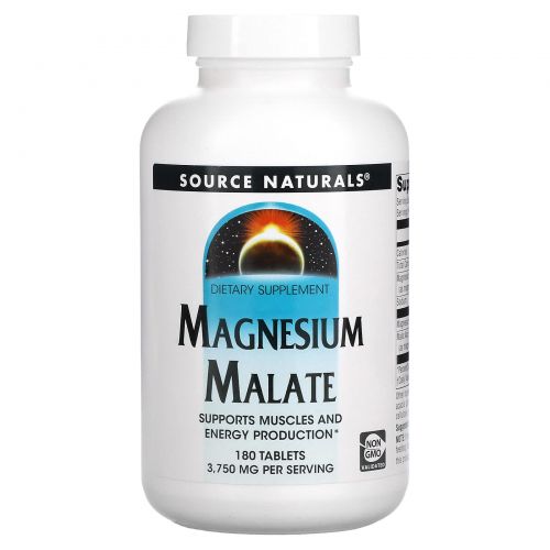 Source Naturals, Яблочнокислый магний, 180 таблеток