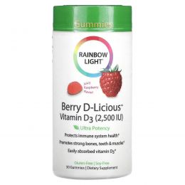 Rainbow Light, Berry D-Licious, витамин D3, со вкусом малины, 2,500 МЕ, 50 желейных конфет