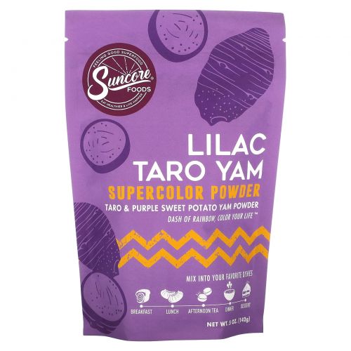 Suncore Foods, Сиреневый суперцвет с таро-ямом, таро и батат из фиолетового батата, 142 г (5 унций)
