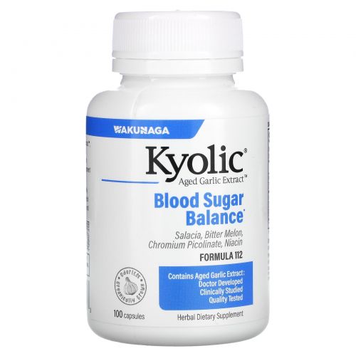 Wakunaga - Kyolic, Экстрактвыдержанного чеснока для нормализации баланса сахара в крови,100 капсул