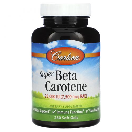 Carlson, Супер бета-каротин, 25 000 МЕ (15 мг), 250 желатиновых капсул