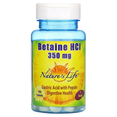 Nature's Life, Betaine HCI, 350 mg, 100 Tablets