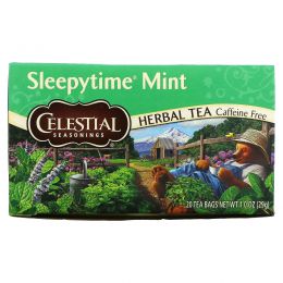 Celestial Seasonings, Травяной чай, мята для времени сна, без кофеина, 20 чайных пакетиков, 1 унция (29 г)