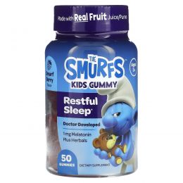 The Smurfs, Детские жевательные мармеладки, для спокойного сна, для детей от 3 лет, ягодные, 50 жевательных таблеток