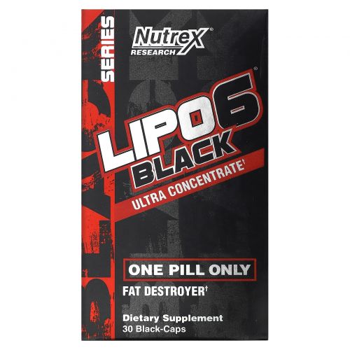 Nutrex Research, Черный ультраконцентрат Lipo-6, 30 черных капсул