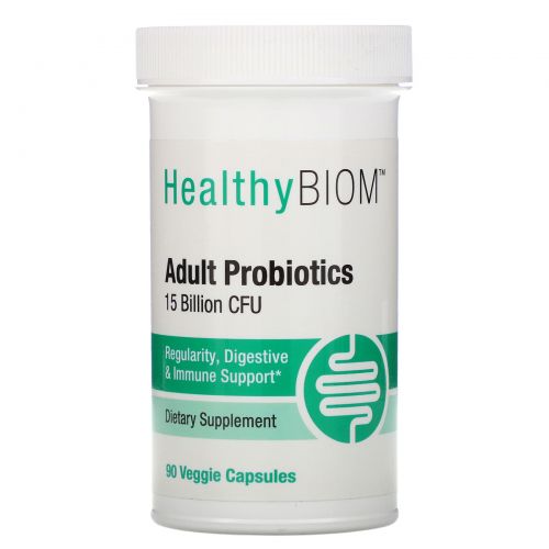 HealthyBiom, Adult Probiotics, 15 Billion CFU, 90 Veggie Capsules