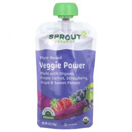 Sprout Organic, Veggie Power, Purple Carrot with Strawberry, Grape & Sweet Potato, 4 oz (113 g)