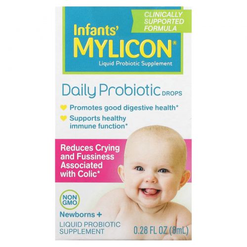 Mylicon, Mylicon для детей, ежедневные пробиотические капли, для новорожденных, 8 мл (0,28 жидк. Унции)