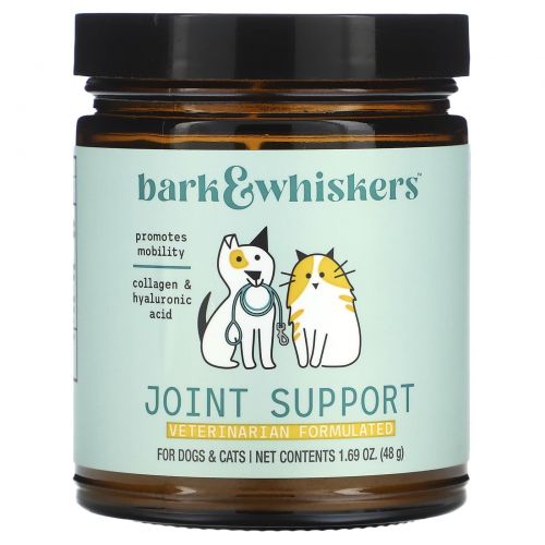 Dr. Mercola, Bark & Whiskers, добавка для поддержки суставов, для собак и кошек, 48 г (1,69 унции)