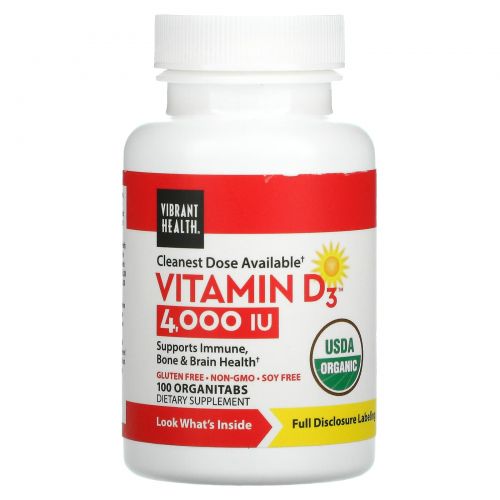 Vibrant Health, Витамин D3, 4,000 МЕ, 100 таблеток
