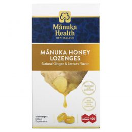 Manuka Health, Manuka Honey Lozenges, MGO 400+, Ginger & Lemon, 15 Lozenges