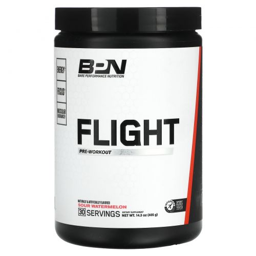 Bare Performance Nutrition, Flight, перед тренировкой, кислый арбуз, 405 г (14,3 унции)