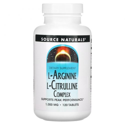 Source Naturals, Комплекс L-аргинина и L-цитруллина, 1000 мг, 120 таблеток