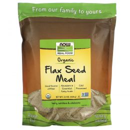 Now Foods, Real Food, сертифицированная органическая, пища с льняным семенем, 22 унции (624 г)