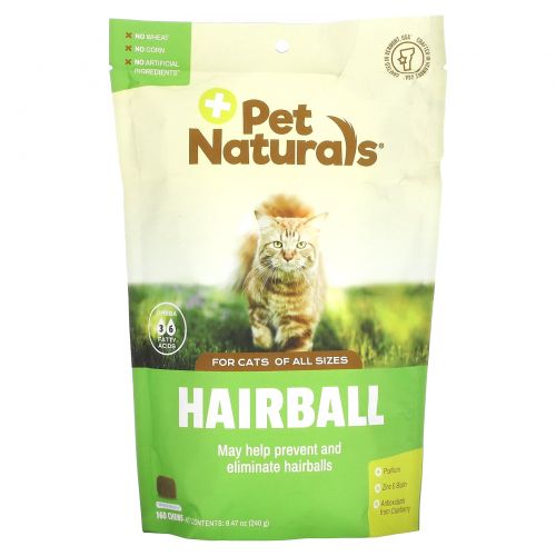 Pet Naturals of Vermont, Hairball for Cats, 160 Chews