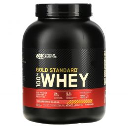 Optimum Nutrition, Золотой стандарт, 100% сыворотка, клубника и банан, 5 фунтов (2,27 kg)