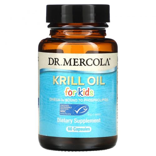 Dr. Mercola, Премиум добавки, масло криля для детей, 60 капсул