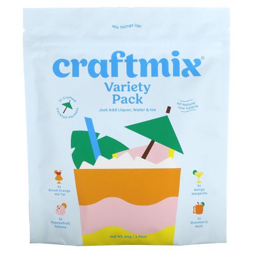 Craftmix, Пакетики для коктейлей, разнообразные, 12 пакетиков, 84 г (2,96 унции)