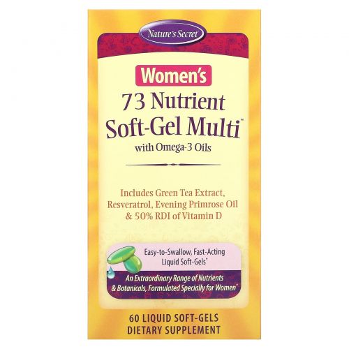 Nature's Secret, 73 Nutrient Soft-Gel Multi для женщин, с маслами омега-3, 60 желатиновых капсул с жидким содержимым