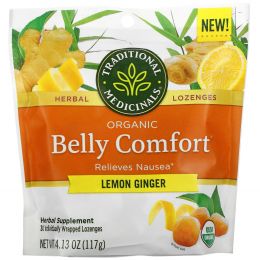 Traditional Medicinals, Organic Belly Comfort, Lemon Ginger, 30 Individually Wrapped Lozenges