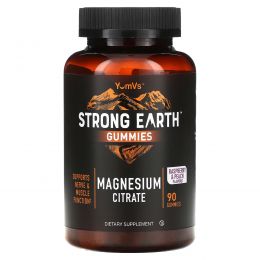 YumV's, Жевательные мармеладки Strong Earth, цитрат магния, малина и персик, 90 жевательных таблеток