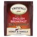 Twinings, English Breakfast, черный чай, мед и ваниль, 20 чайных пакетиков 40 г (1,41 унции)