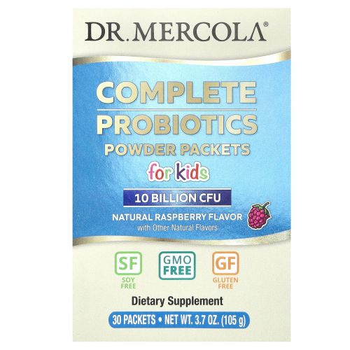 Dr. Mercola, Премиум добавки, пакеты порошков с пробиотиками для детей, натуральный малиновый ароматизатор, 30 пакетов, 3,5 г (0,12 унции) каждый