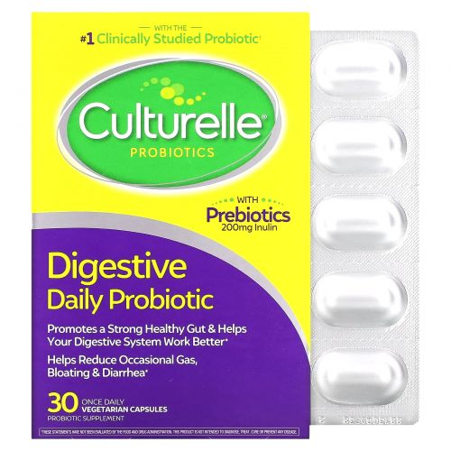 Culturelle, Пробиотики для здоровой пищеварительной системы, 30 капсул для ежедневного приема