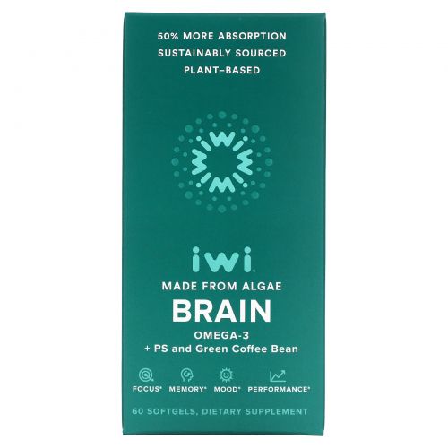 iWi, Brain, Omega-3 + PS and Green Coffee Bean, 60 Softgels