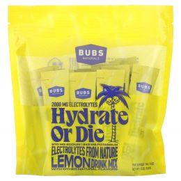 BUBS Naturals, Hydrate or Die, смесь для приготовления электролитов, лимон, 18 палочек по 14 г (0,4 унции)