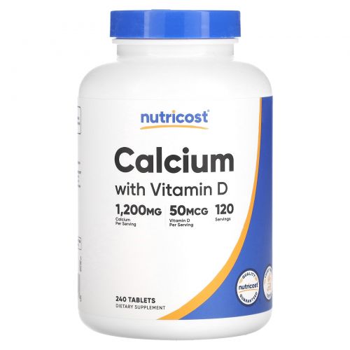 Nutricost, Кальций с витамином D, 240 таблеток