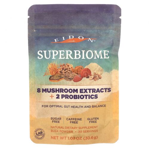 Eidon Mineral Supplements, Superbiome, 8 экстрактов грибов + 2 пробиотика, 30,6 г (1,08 унции)