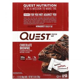 Quest Nutrition, QuestBar, Protein Bar, Chocolate Brownie, 12 Bars, 2.1 oz (60 g) Each