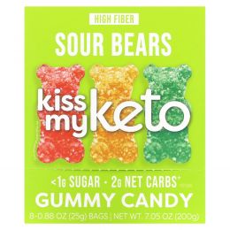 Kiss My Keto, Gummy Candy, кислые мишки, 8 пакетиков, 25 г (0,88 унции)