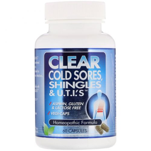 Clear Products, Clear Cold Sores, против лишая и ИМП, 60 капсул