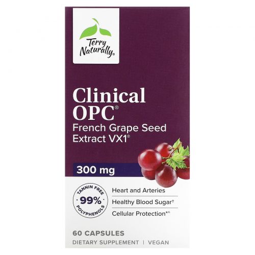 EuroPharma, Terry Naturally, Clinical OPC, 300 мг, 60 капсул