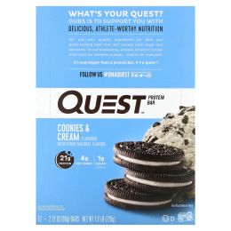 Quest Nutrition, QuestBar, Protein Bar, Cookies & Cream, 12 Bars, 2.1 (60 g) Each