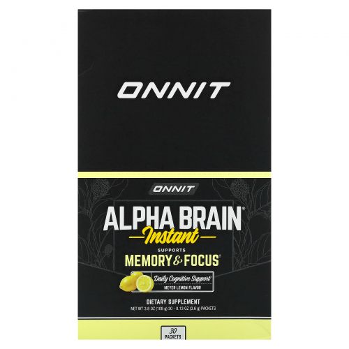 Onnit, Alpha Brain Instant, для памяти и концентрации, лимон Мейера, 30 пакетиков по 3,6 г (0,13 унции)