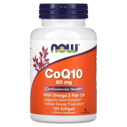 Now Foods,  CoQ10 + Рыбий жир, 60 мг, 120 гелевых капсул