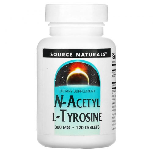 Source Naturals, N-ацетил L-тирозин, 300 мг, 120 таблеток